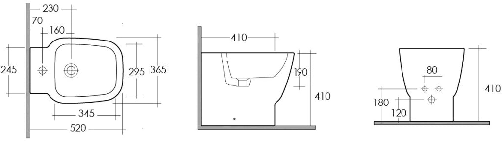 Sanitari filo muro One Rak Ceramics: WC, Bidet, Copriwater Bianco