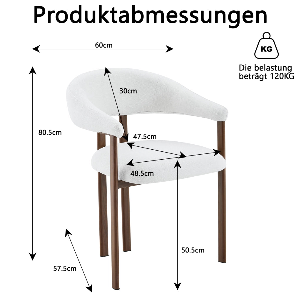 Sedia in Tessuto con Gambe in Metallo ¨C Xylo ¨C Bianco, Set 2 Pezzi
