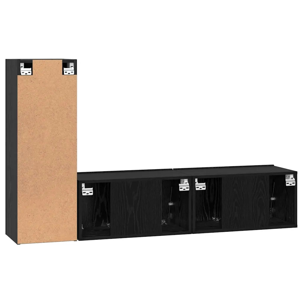 vidaXL Set mobile TV 3 pcs Rovere nero 160 x 30 x 30 cm