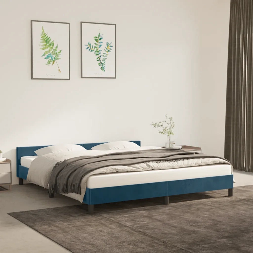 Giroletto con Testiera Blu Scuro 160x200 cm in Velluto cod mxl 61534
