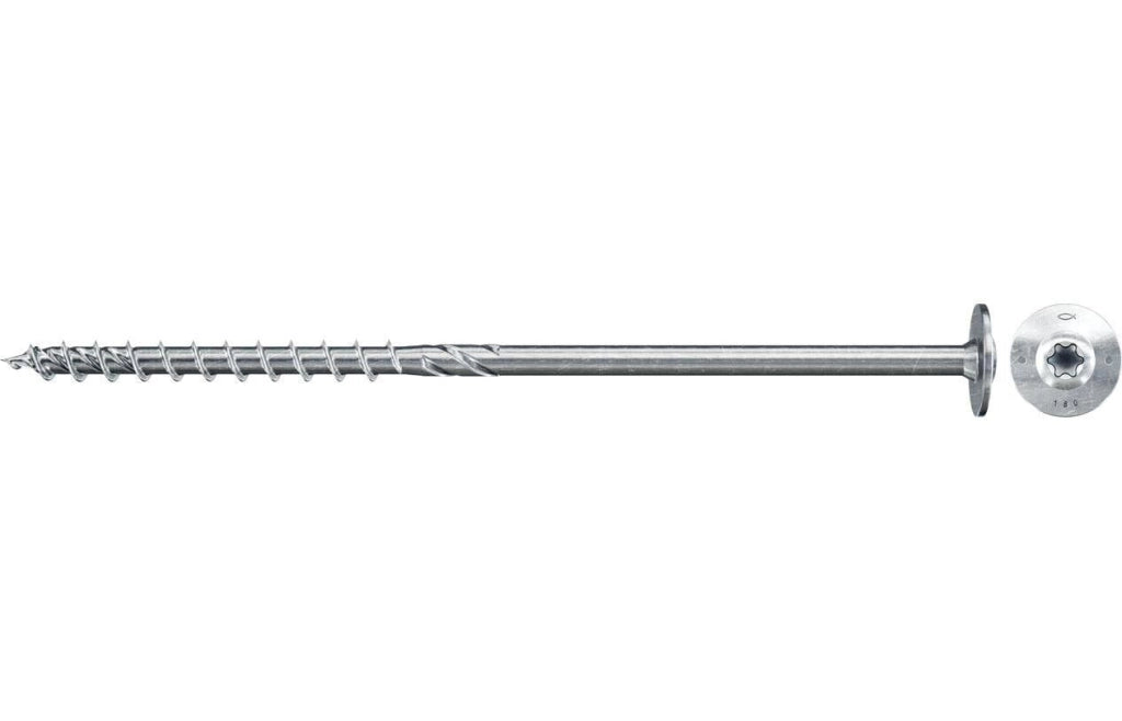 Fischer 568166 PowerFast FPF II WTP Vite per Costruzioni in Legno Testa Flangiata Filetto Parziale TX40 8 mm x 200 mm colore Bianco