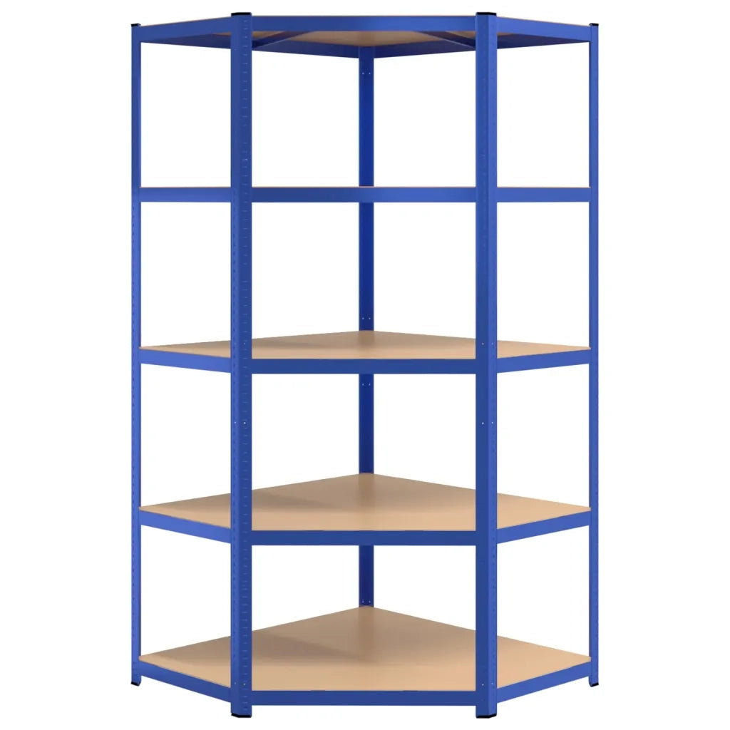 Mensole a 5 Ripiani 2pz Blu in Acciaio e Legno Multistrato cod mxl 39046