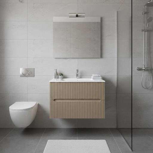 Composizione mobile bagno sospeso con cassetti cm 70 cannettato mod. STICK - Tortora Opaco