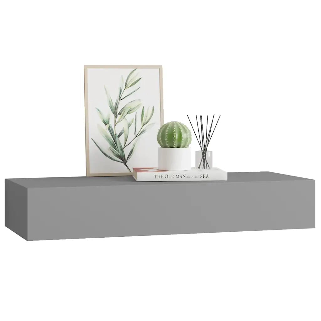 Scaffale con Cassetti da Parete Grigio 60x23,5x10 cm in MDF 330259