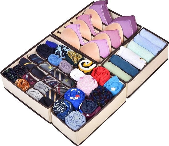 Organizzatore di carica per abbigliamento Premium - Box di archiviazione per armadio - 4 pezzi - Grigio
