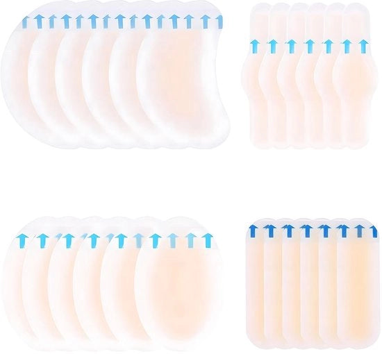 Blisterpleisters 24 pezzi - Impermeabili - Gel trasparente - Protezione per i calli - Cura dei piedi - Adesivi autoadesivi - Strisce di protezione per i piedi