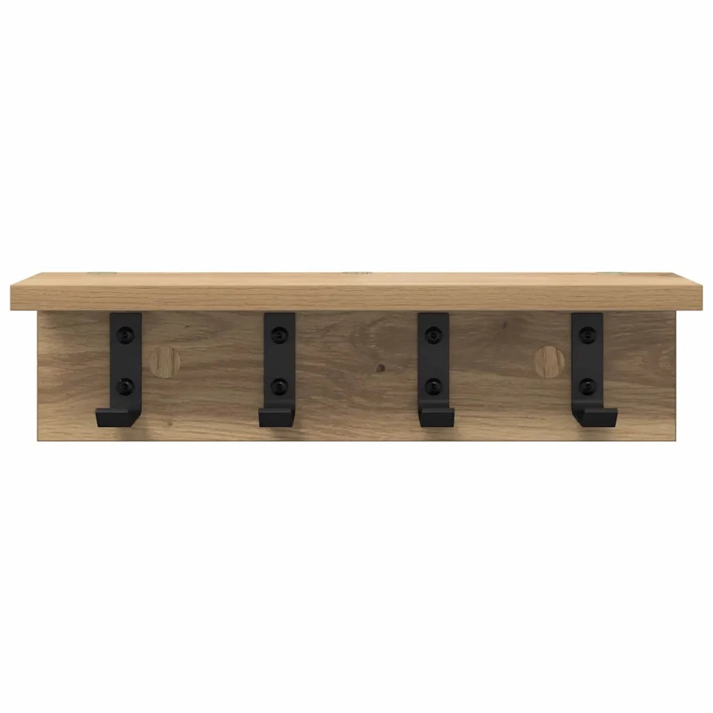 vidaXL Appendiabiti a muro rovere artigianale 40 x 10.5 x 10.5 cm