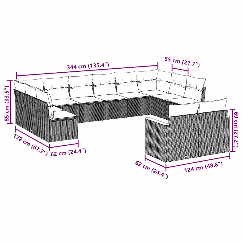 Set Divani da Giardino con Cuscini 7pz Nero Polyrattan 3256784