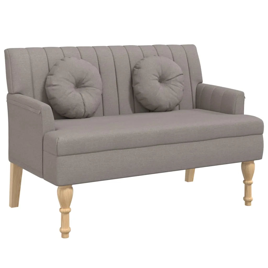 Panca con Cuscini-Sgabello-Divano Tortora 113x64,5x75,5 cm in Tessuto