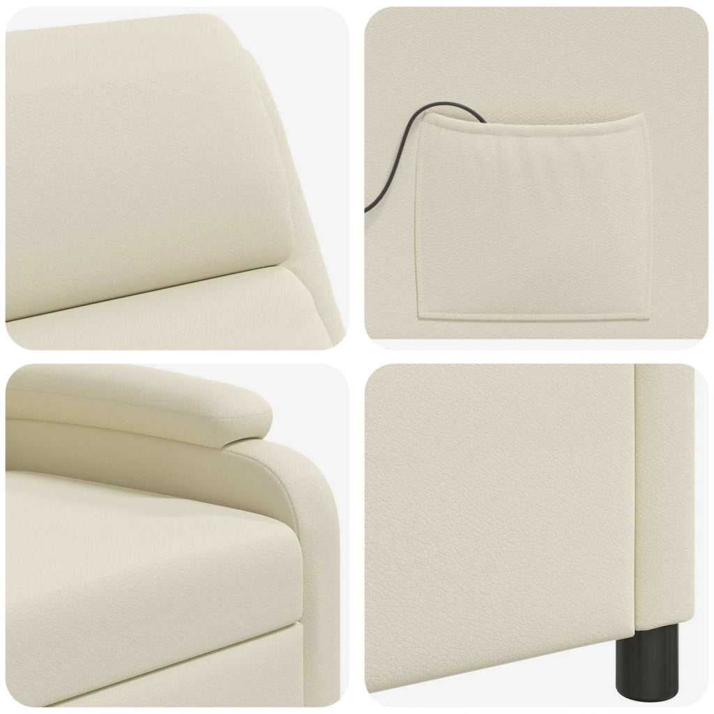 Divano Sedia-Poltrona Massaggiante Crema Similpelle 726679