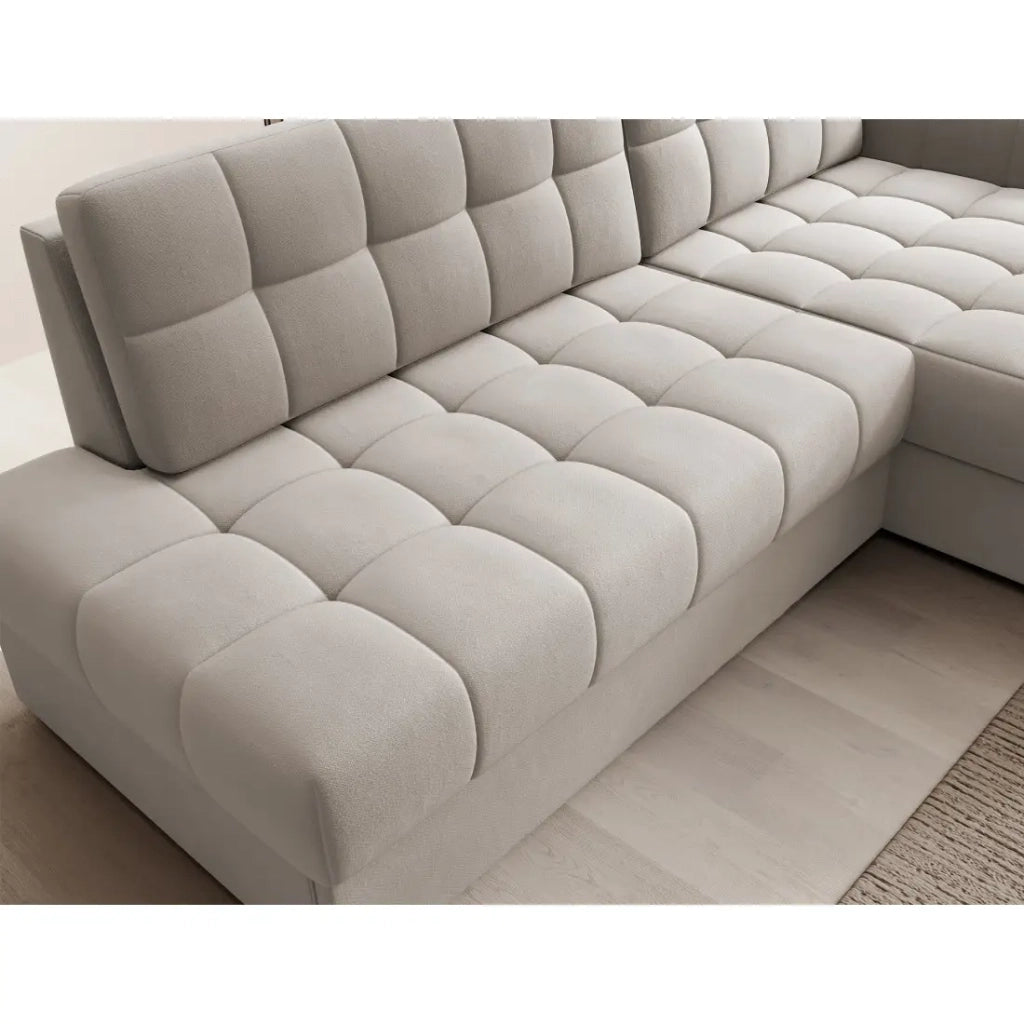 Divano ad angolo convertibile CUBITO beige 240 cm con contenitore e letto