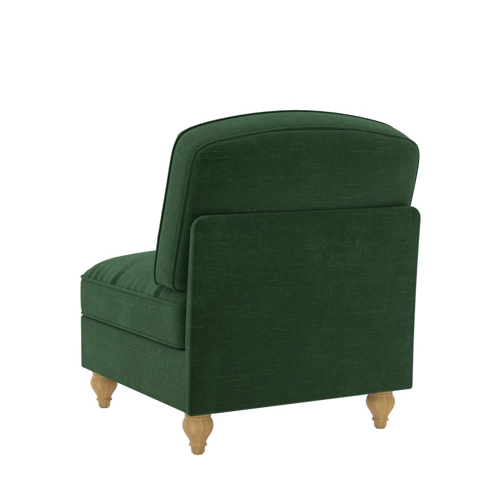 Divano senza braccioli in ciniglia con cuscino mobile e gonna rimovibile seduta morbida verde 79 × 75 × 23 cm