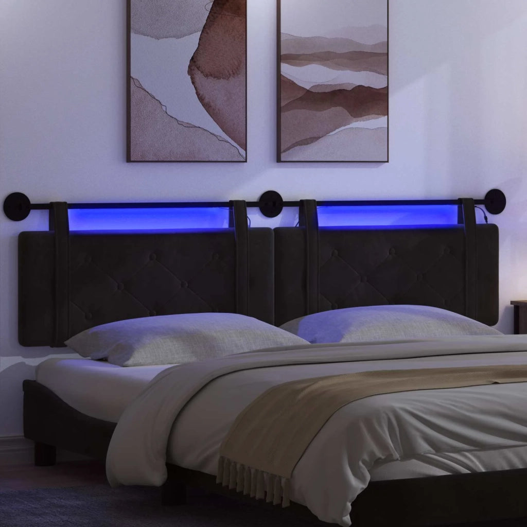 Testiera sospesa Con luce LED Nero Velluto