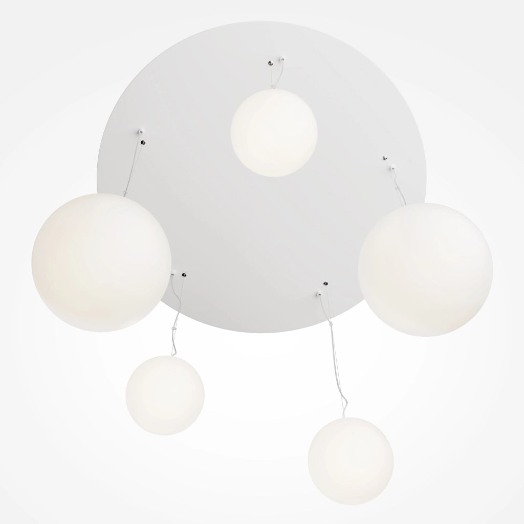 Maytoni Lampadario Minimal Basic Form 5 luci E27 bianco metallo vetro