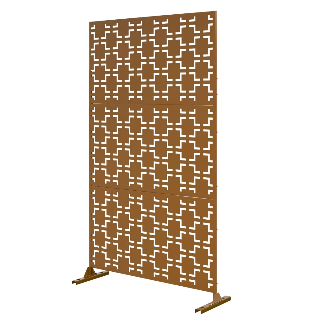 Pannello Divisorio Basciano Struttura Traforata in Acciaio 180 x 90 cm - Marrone casa.pro