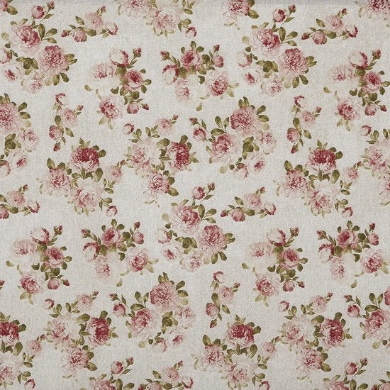Tela Decorativa a Canapa, Accessori di Casa, Teli da Soggiorno, Teli da Cucina, Coperte di Divano, Tende, Borse, 300 cm di Lunghezza x 280 cm di Larghezza, Fiori, Malaga, Rosa - 3 metri