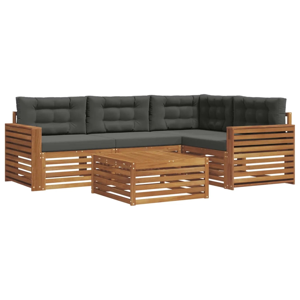 Set di divani da esterno con cuscino 5 pcs Naturale e Antracite 3373427