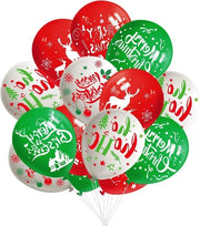 50 Pacchi di Ballooni di Natale da 30 cm - Bianco, Rosso e Verde - 6 Stili di Natale Allegri per Feste