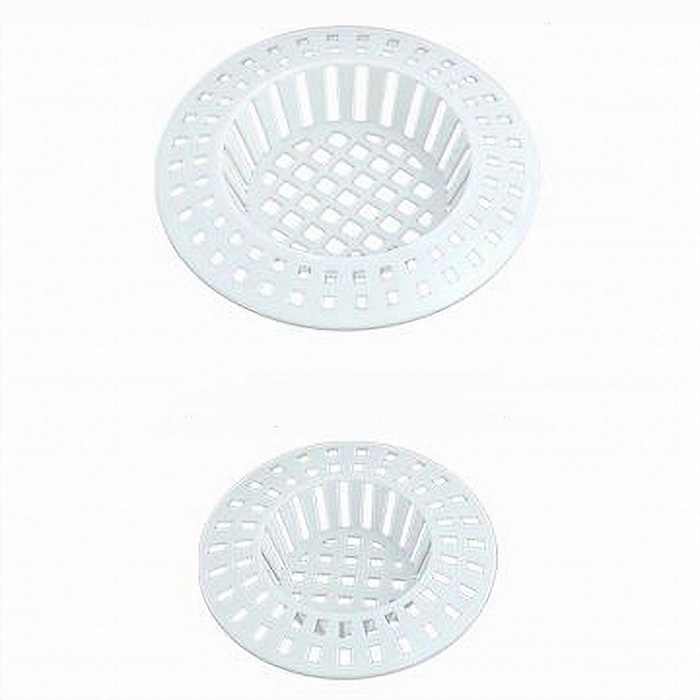 Trade Shop - Set 2pz Filtro A Rete Raccogli Rifiuti Scarico Per Lavello Da 6/7cm Bianco 87629 -