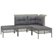Set Divani da Giardino 4 pz con Cuscini-Sofa da giardino in Polyrattan Grigio 594361