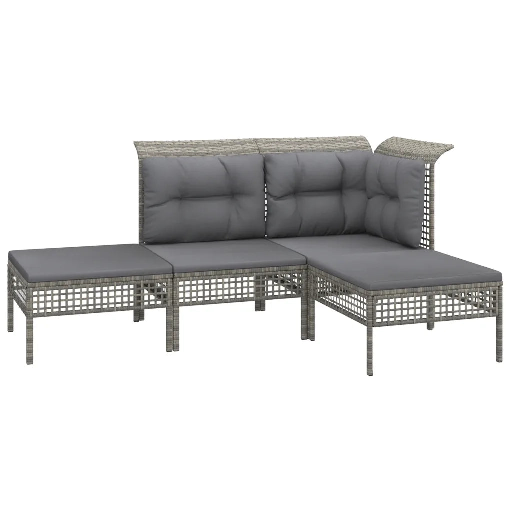 Set Divani da Giardino 4 pz con Cuscini-Sofa da giardino in Polyrattan Grigio 594361