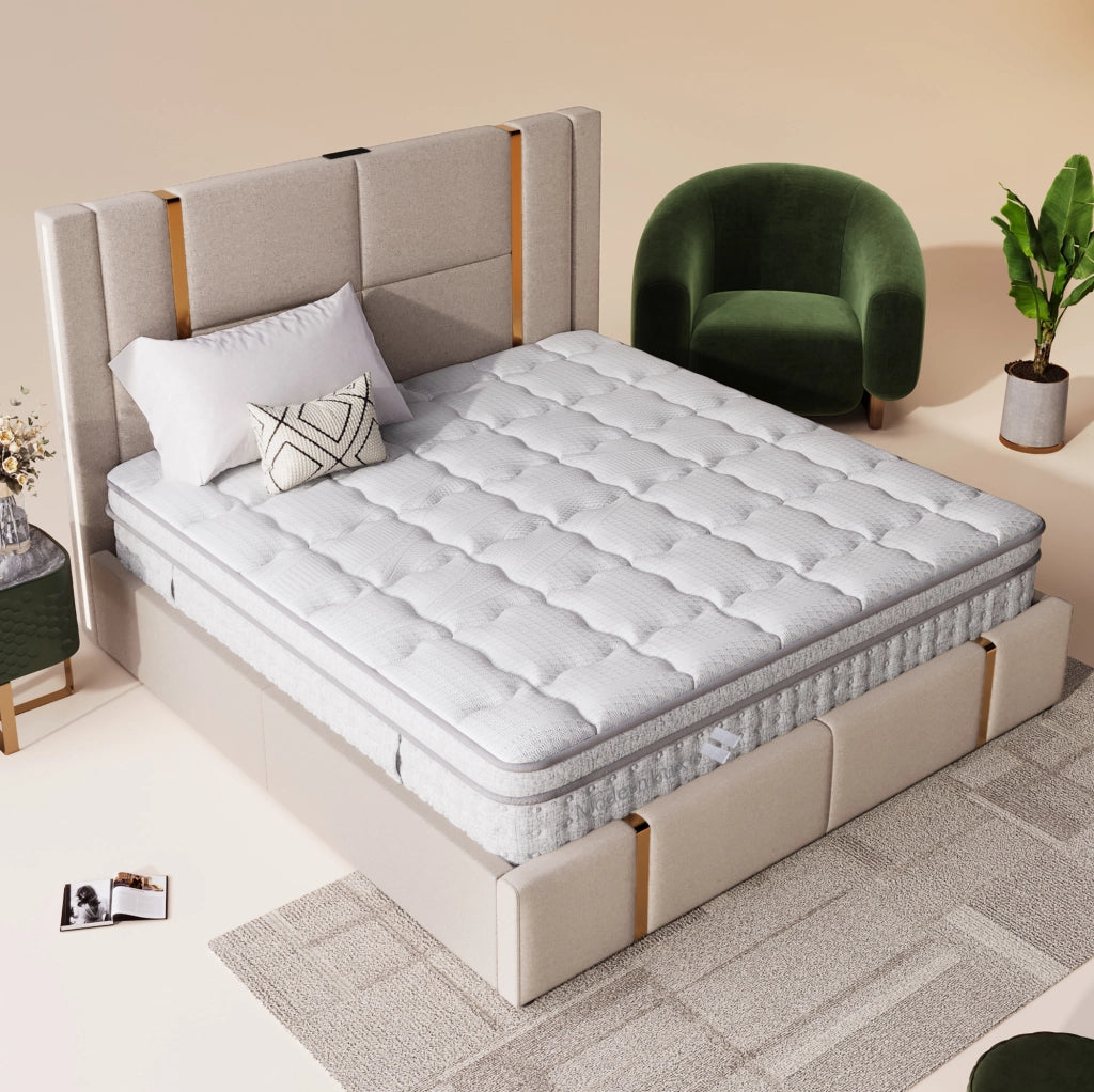 Materasso matrimoniale 140x200 cm H3 a molle insacchettate 7 zone e schiuma fredda; bianco