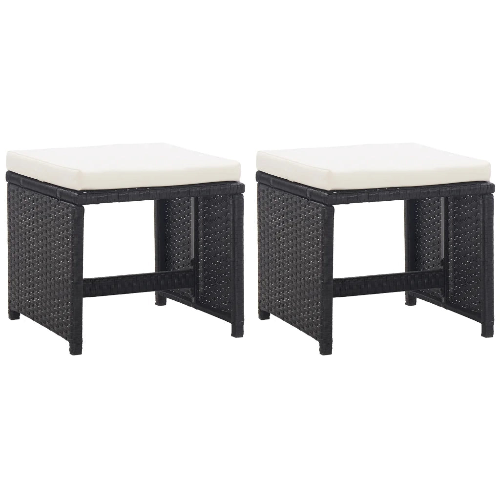 Sgabelli da Giardino 2 pz con Cuscini in Polyrattan Nero cod mxl 13527