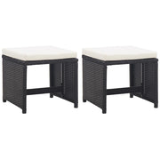 Sgabelli da Giardino 2 pz con Cuscini in Polyrattan Nero cod mxl 13527