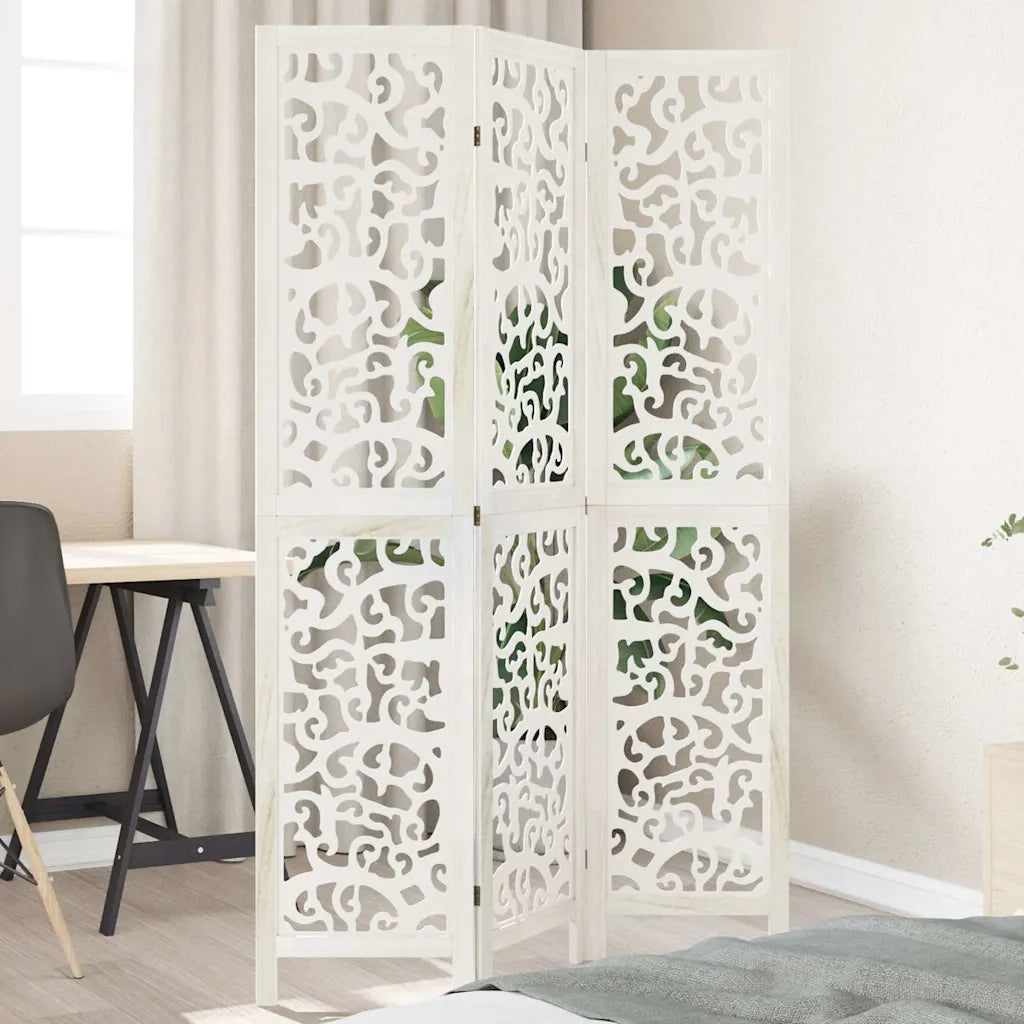 Divisorio Ambienti | Divider per stanze | Paravento 3Pannelli Bianco Legno Massello di Paulownia