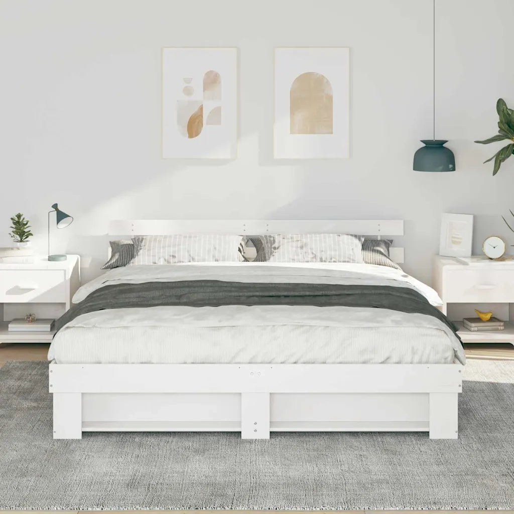 Struttura del letto Bianco 200 x 200 cm Pino massello 3385671