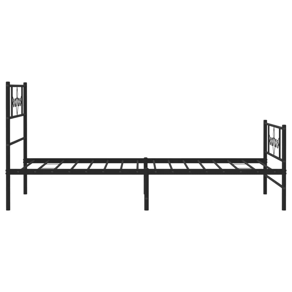 Giroletto con Testiera e Pediera Metallo Nero 75x190 cm 355275