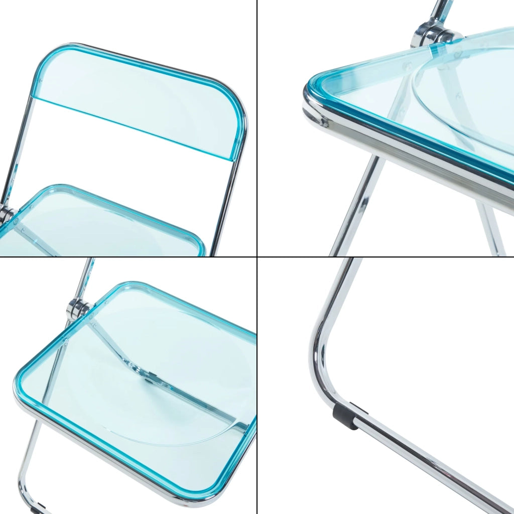 Set di 4 sedie pieghevoli da campeggio 74 x 46 x 47 cm azzurro trasparente 03_0009846