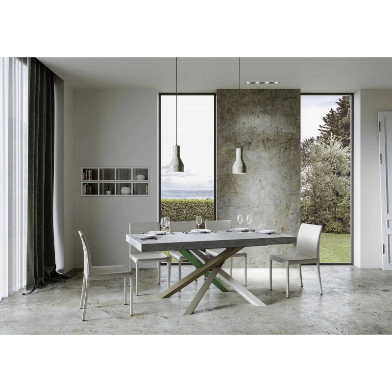 Tavolo allungabile 90x160/264 cm Volantis telaio gambe 4 colori (A) - Cemento