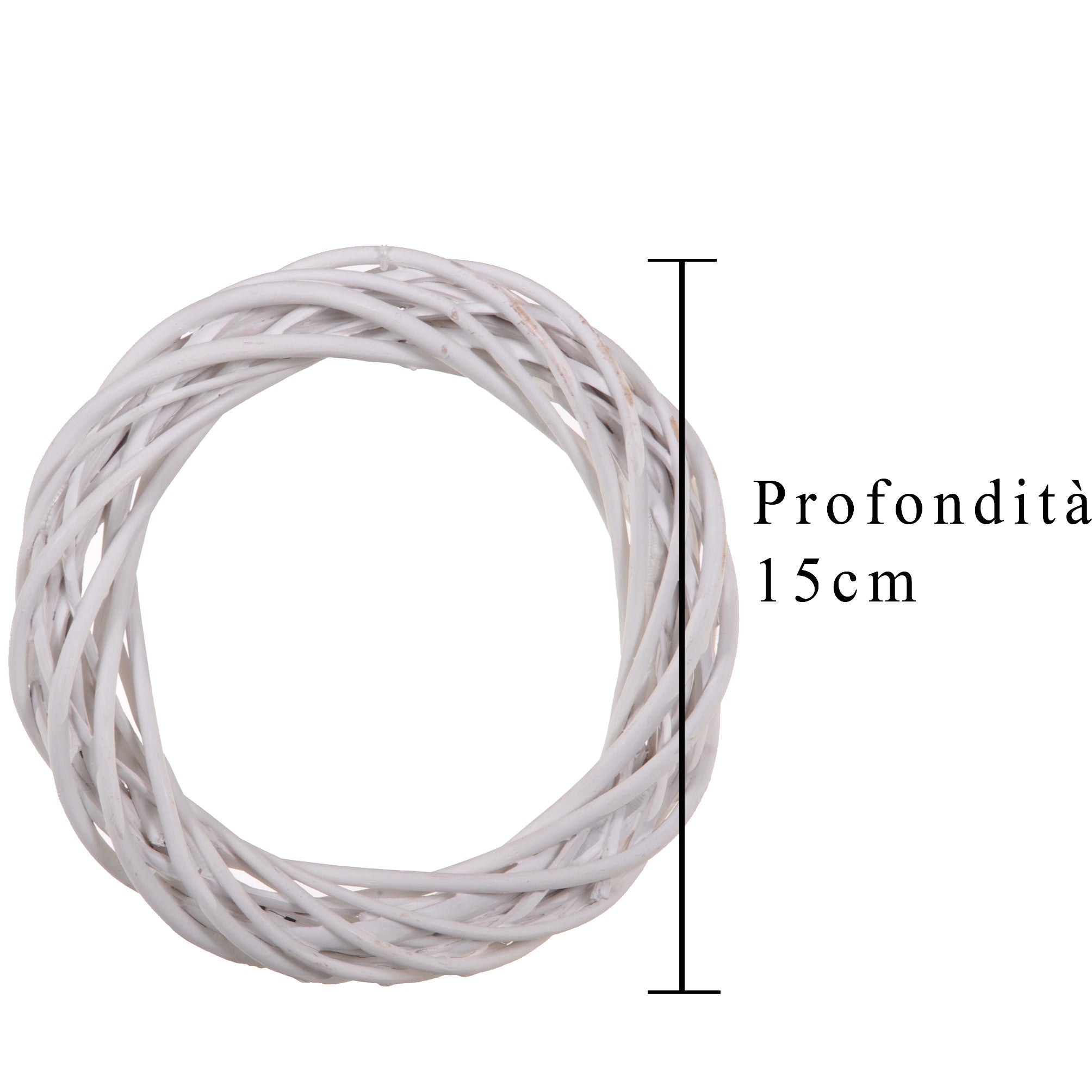 Set 12 Coroncine Bianche di Rattan Larghezza 15 cm
