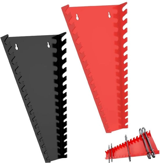 Organizzatore di attrezzi a 2 pacchi - 24 fessure - Supporto magnetico per chiavi - Piastra di lavoro - Materiale ABS - Dimensioni 24,5 cm x 15,5 cm x 5,5 cm