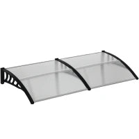 Pensilina da Esterno per Finestre e Porte in Policarbonato e Alluminio, 200x96x27cm, Trasparente