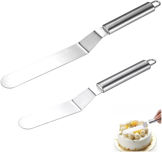 Set di Spatole in Acciaio Inossidabile - 2 Pezzi - Spatole per Dolci da 6/8 Pollici - Spatole per Cucina - Supporto di Appendiabiti per Magazzino