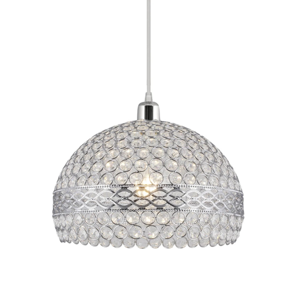 LÚZETE - COLGANTE 1 LUZ TUDOR CROMO Y CRISTAL