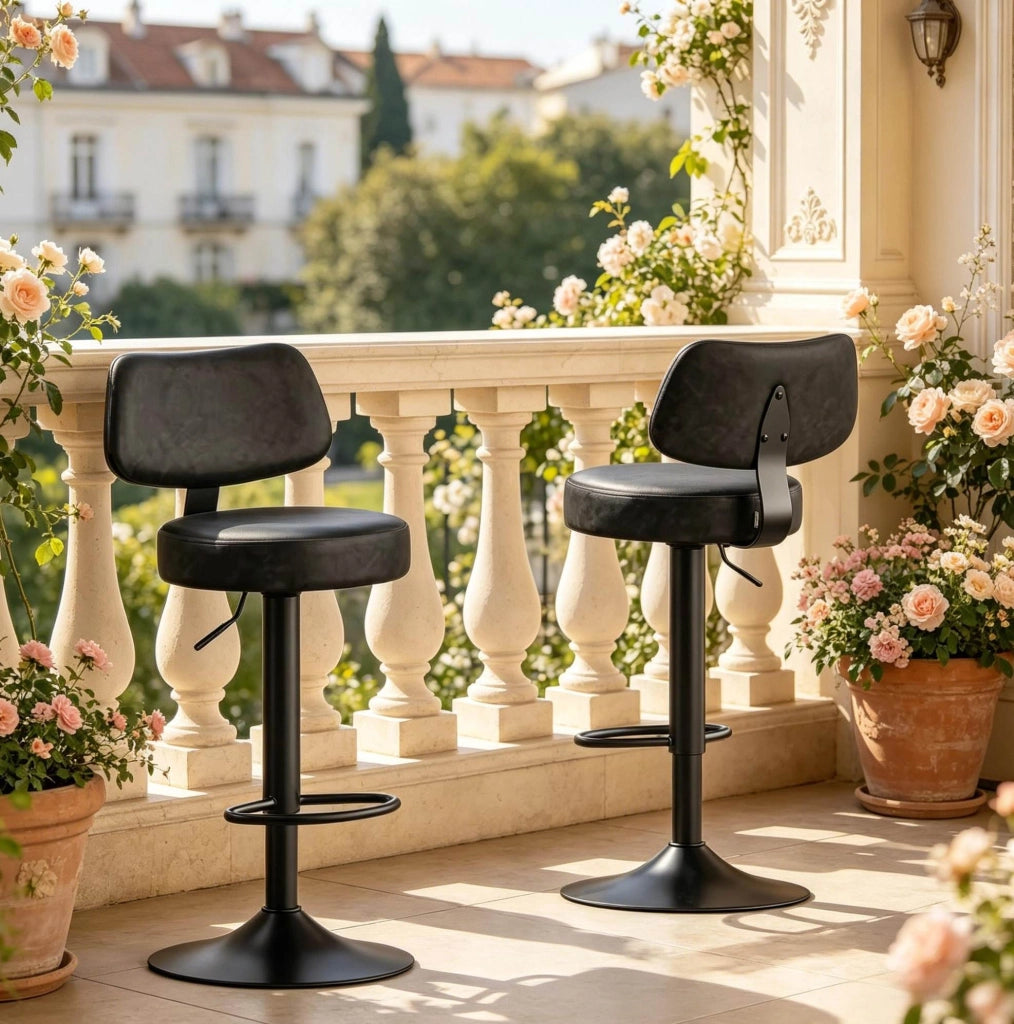 Sgabello da bar regolabile 41x41x84-109 cm in similpelle antracite, set da 2