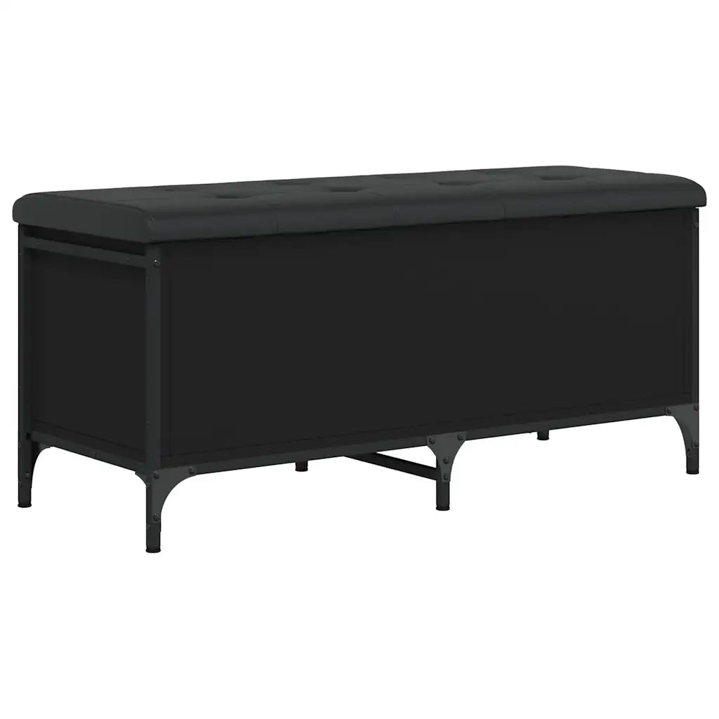 Panca Portaoggetti-Sgabello-Panca con Contenitore Nera 102x42x45 cm in Legno Multistrato