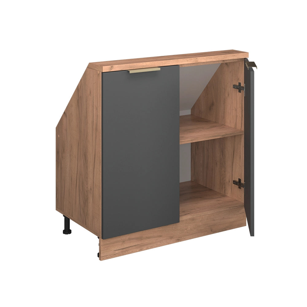 Mobile cucina sottotetto R-Line Antracite-oro/Rovere dorato 80 cm con 2 porte Vicco