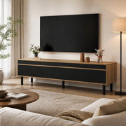 MOBILE TV con 4 ante 170 x 38 x 47,7 cm MDF e truciolare nero e naturale