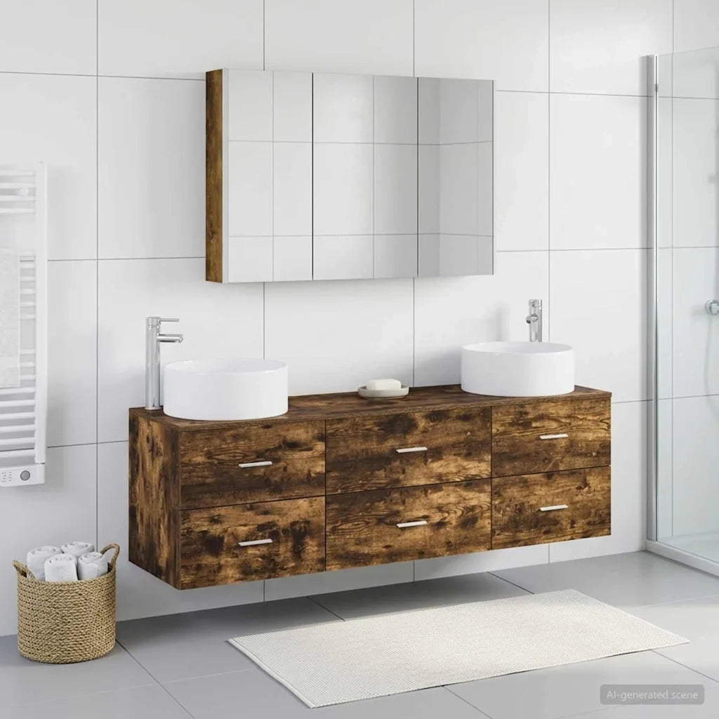 Set di mobili per il bagno 4 pcs Rovere Fumo 3407067