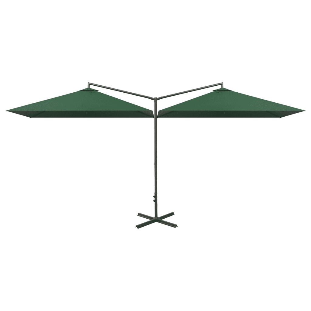 Ombrellone Doppio con Palo in Acciaio Verde 600x300 cm 312554