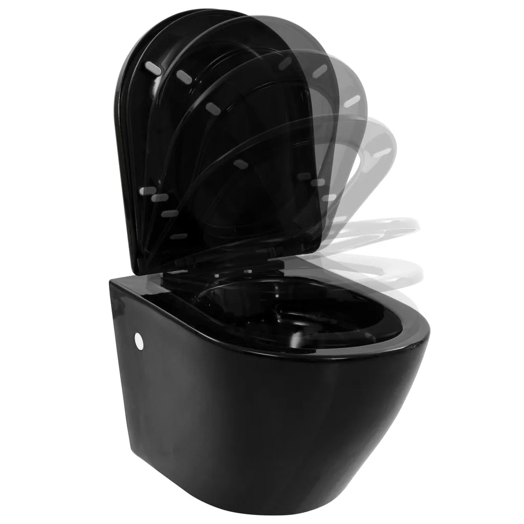 WC a Muro con Sciacquone Nascosto in Ceramica Nera CFW1950125