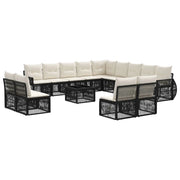 Set Divano da Giardino 14 pcs Nero e Bianco Crema polyrattan 3435583