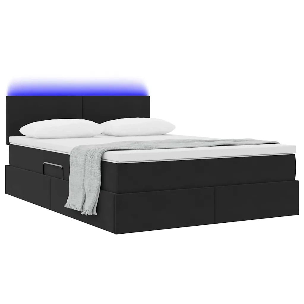 Letto con contenitore e LED con led Nero 140 x 190 cm Velluto 3371333