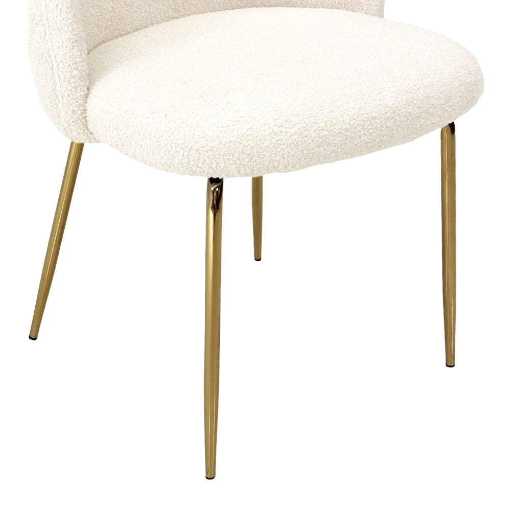 Sedia da pranzo imbottita in tessuto bouclè bianco avorio (2 pz) - Nicole - SD11NIG-B