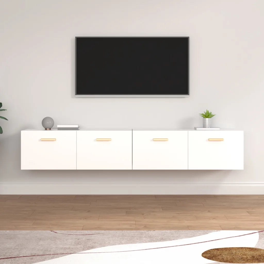 Armadietto a Muro | Mobili Parete 2 pz Bianco 100x36,5x35 cm in Legno Multistrato