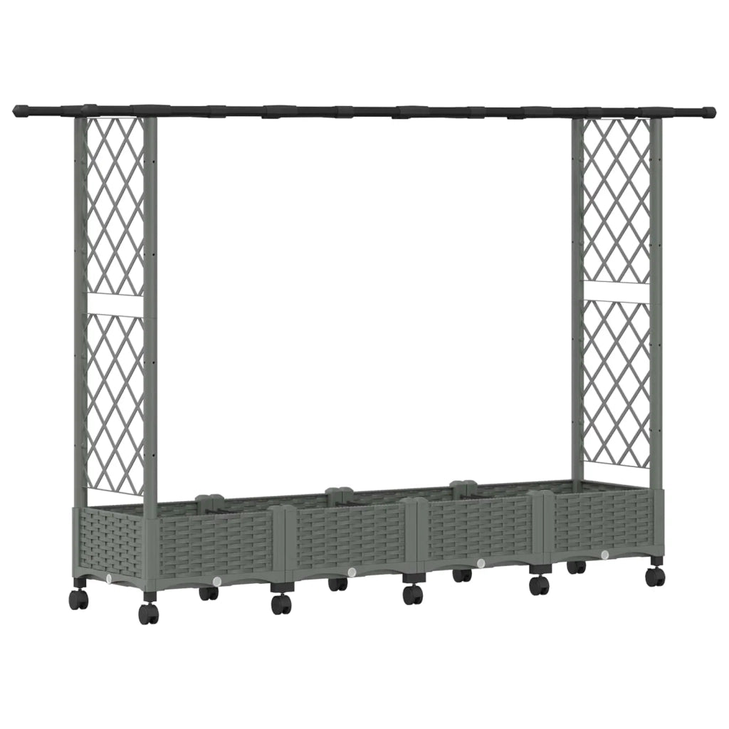 Letto Rialzato con Griglia e Tetto Grigio Chiaro PP 3423159